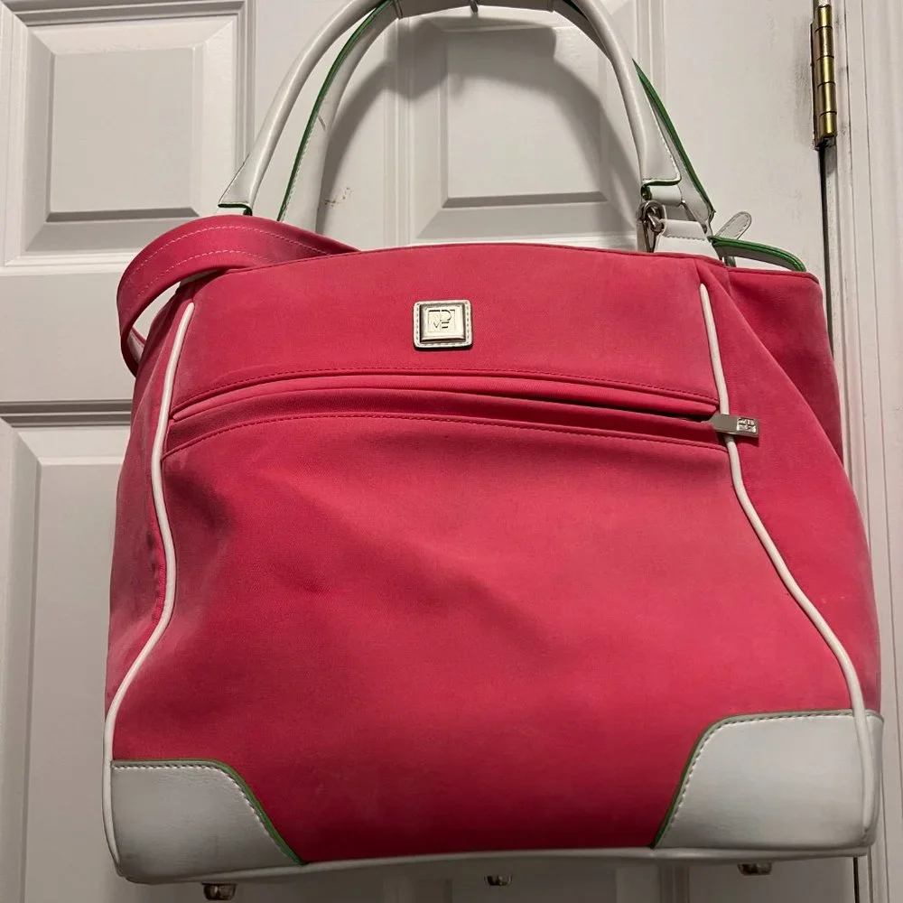 Diane Von Furstenberg pink weekend tote with accessories bags, brush, tag